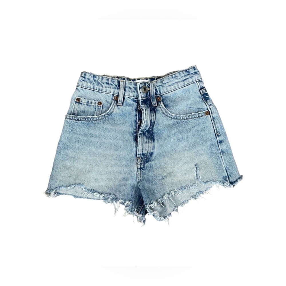 Zara Light Wash Distressed Denim Cutoff Shorts Size 0